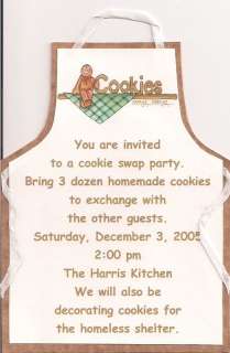 Apron Christmas Cookie Swap Invitations Personalized  