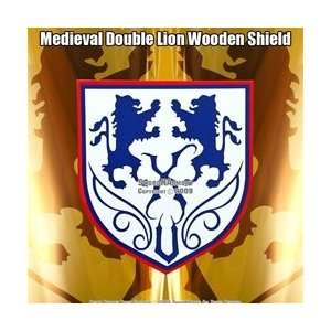  Lion Wooden Medieval Shield Buckler With Handle