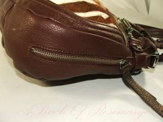 Makowsky Canterbury Haircalf Leather Satchel Bag Brandy  