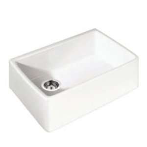   Bowl Ceramic Sink with Stainless Steel Sink Grid Apron Front and Gloss