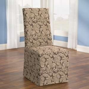  Sure Fit 173925236C Brown Scroll Classic Fit Dining Chair Slipcover 