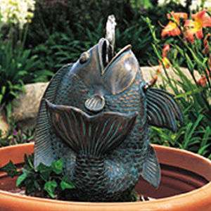 12 Bronze Garden Spitter Fountain Leaping Fish Curled  