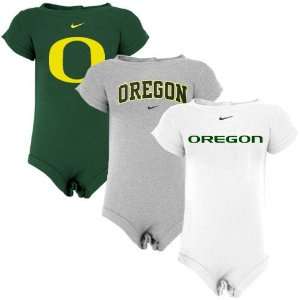  Nike Oregon Ducks Infant Green, Ash & White 3 Pack Romper 