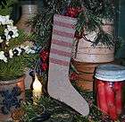 Primitive Old Red Stripe Vtg Style Coverlet Christmas Stocking Tree 8 