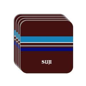 Personal Name Gift   SUJI Set of 4 Mini Mousepad Coasters (blue 