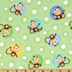   Flannel Monkey Dots Green Fabric By The Yard: Arts, Crafts & Sewing