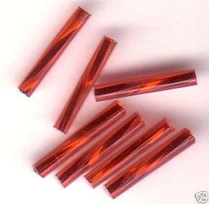 RED SL   15mm TWISTED Czech Bugle Beads   Qty 75  