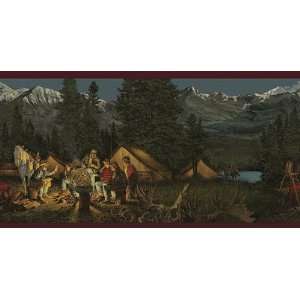  Campfire Burgundy Wallpaper Border by 4Walls: Home 