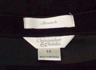 Christopher & Banks Long Black Straight Moleskin Skirt 14 Stretch 