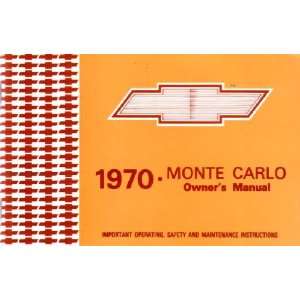  1970 CHEVROLET MONTE CARLO Owners Manual User Guide 