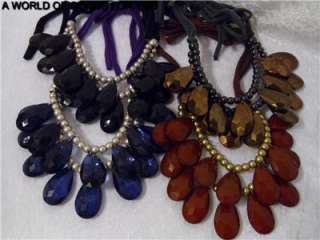  OF 4 ANTHROPOLOGIE STORMY SEAS COPPER BLACK PURPLE BROWN NECKLACES 