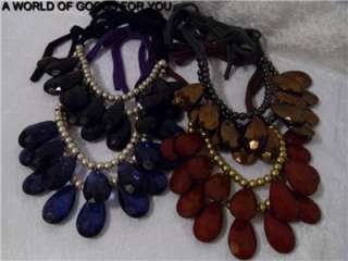  OF 4 ANTHROPOLOGIE STORMY SEAS COPPER BLACK PURPLE BROWN NECKLACES 