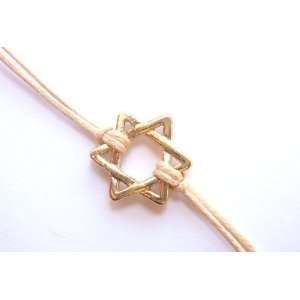  Kabbalah Beige Leather String Bracelet Magen David Star of 