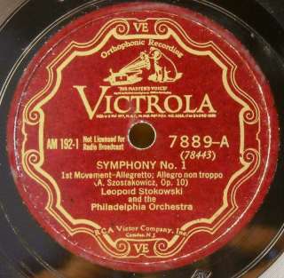 STOKOWSKI COND Victrola 7889/92 Szostakowicz 1st Symphony 4 78 RPM 