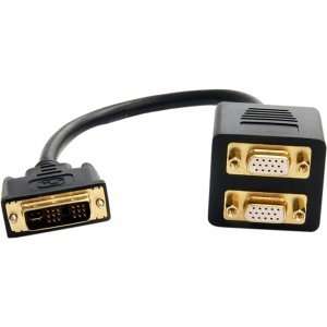    1 ft DVI I Analog to 2x VGA Video Splitter Cable Electronics