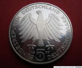 Germany 5 Mark Silver Coin  Carl Friedrich Gauss   1977  