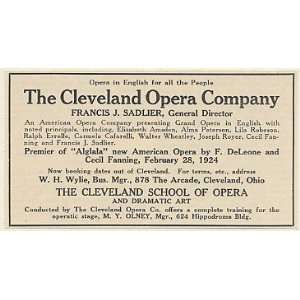  1923 The Cleveland Opera Company Booking Print Ad (Music 