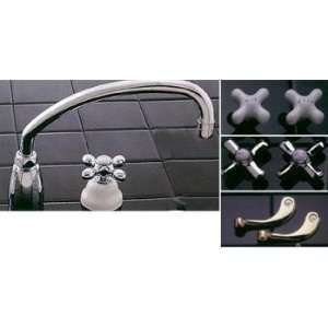  Brass and Porcelain Kitchen Faucet   Plain Brass Cross 