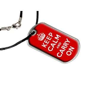  Keep Calm and Carry On   Military Dog Tag Black Satin Cord 