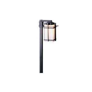   Outdoor Post Lamp in Opaque Bronze with Stone glass