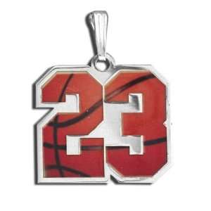  Enameled Basketball Number Charm Or Pendant With 2 Digits: Jewelry
