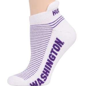   Huskies Ladies White Purple Striped Ankle Socks: Sports & Outdoors