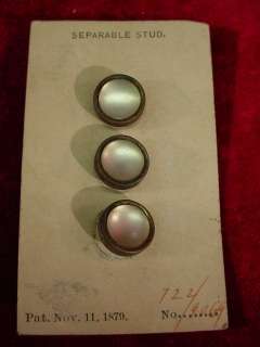   1879 Nov 11 Best SEPARABLE SHIRT Stud BUTTONS Mother of Pearl 722/9069