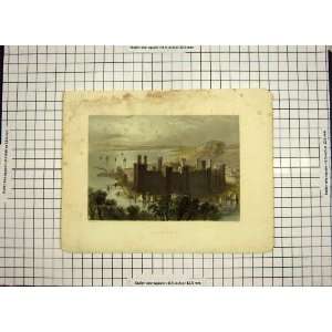  1841 View Carnarvon Castle Ships Colour Print: Home 