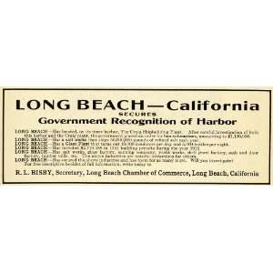  1913 Ad Long Beach California Chamber Commerce R L Bisby 