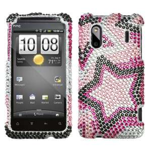 Twin Stars Crystal Diamond BLING Hard Case Phone Cover Sprint HTC EVO 