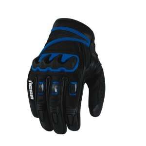  Icon Compound Short Mesh Motorcycle Gloves Blue LG 