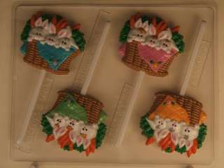 BUNNIES IN BASKET LOLLIPOP EASTER CANDY MOLD FAVORS  