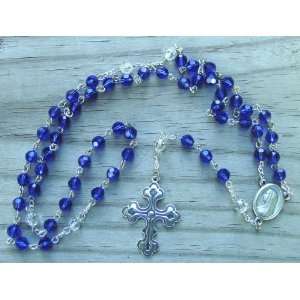 Catholic Rosary   Dk Sapphire Swarovski Crystal