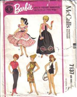 OOP McCalls Sewing Pattern 11 1/2 Fashion Doll Teen Wardrobe Clothes 