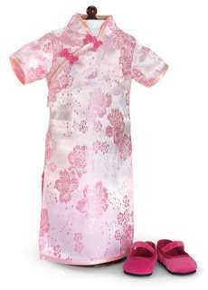  Clothes fits American Girl Pink Mandarin Chinese Cheongsam & Shoes