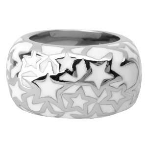  Womens Stainless Steel Ring with Steel Star Patterns Laid 