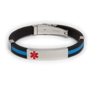  Diabetes Medical Alert ID Rubber Stainless Bracelet 