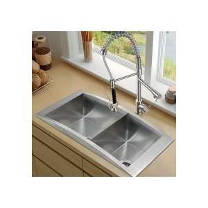  Stainless Steel Double Bowl Kitchen Sink and Faucet: Home Improvement