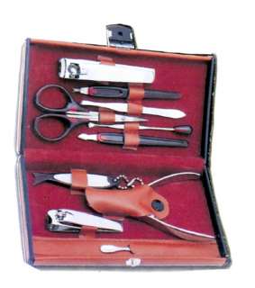   10 Piece Manicure Set Chrome Plated Nail Care Velour Lined Travel Case