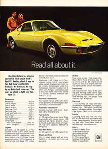 1970 Opel buick GT sportscar Classic Vintage Advertisement Ad A4 B 