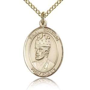  Gold Filled 3/4in St Edward Medal & 18in Chain Jewelry