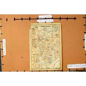 MAP 1902 STREET PLAN TOWN CLERMONT FERRAND FRANCE 