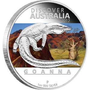   DISCOVER AUSTRALIA 2012 GOANNA 1OZ SILVER PROOF COIN 