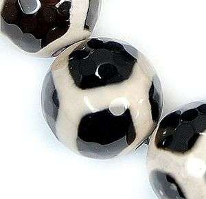 12mm Faceted Tibetan Mystical Old Agate Spherical Beads 16pcs  