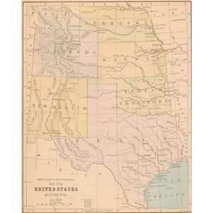    Colton 1878 Map of the South Central United States