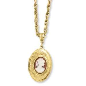  Gold Tone Cameo Locket On 30 Necklace Jewelry