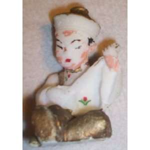  Asian, Oriental Lute Player Figurine, Vintage Ceramic 