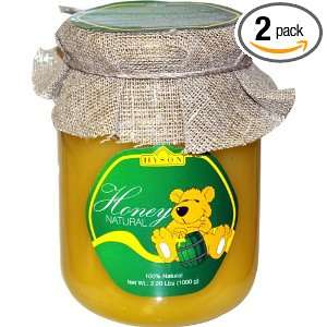 Hyson Natural Honey , 35.3 Ounce Glass Jar (Pack of 2)  