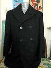 Vintage US NAVY Black Wool Pea Coat 42 Large