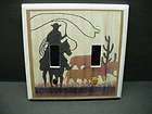 Cowboy Roping Cattle Rustic Light Switch Cover DBL V150